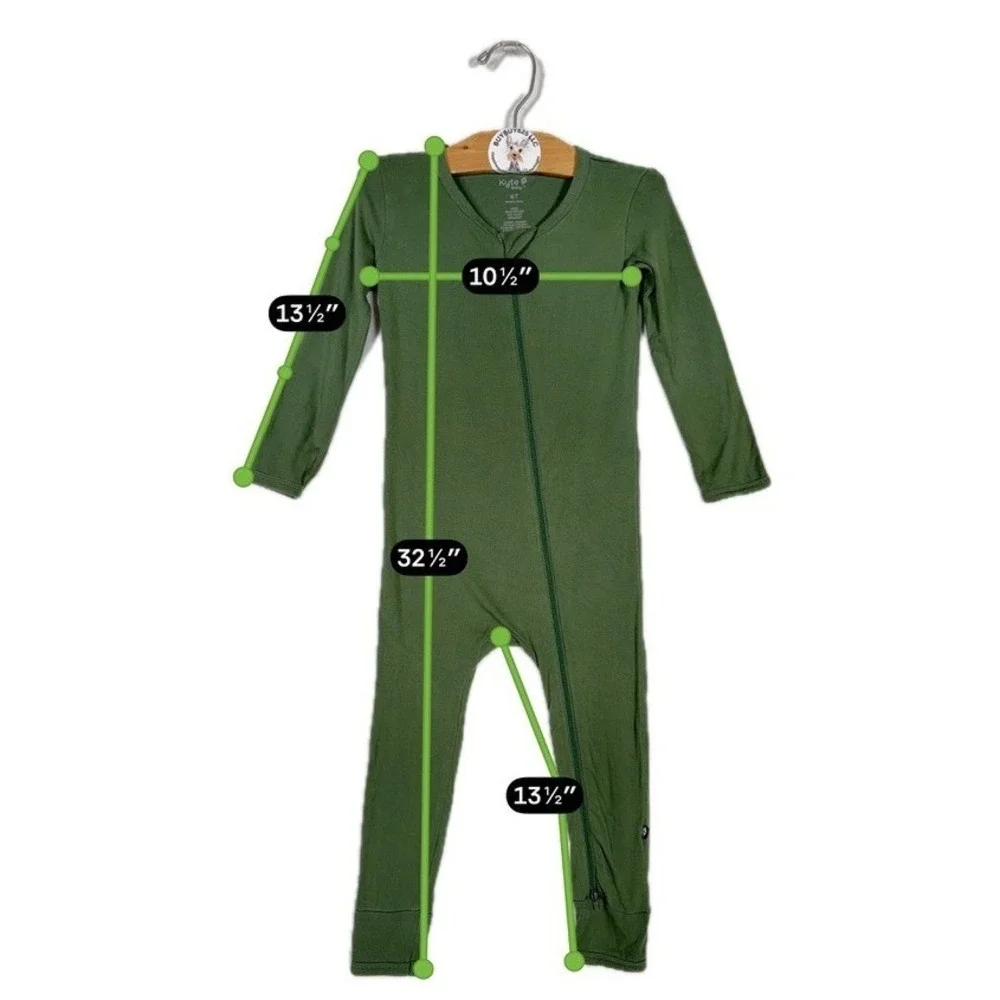 Kyte Baby 4T Zippered Romper Olive Green Bamboo Rayon Long Sleeve One Piece